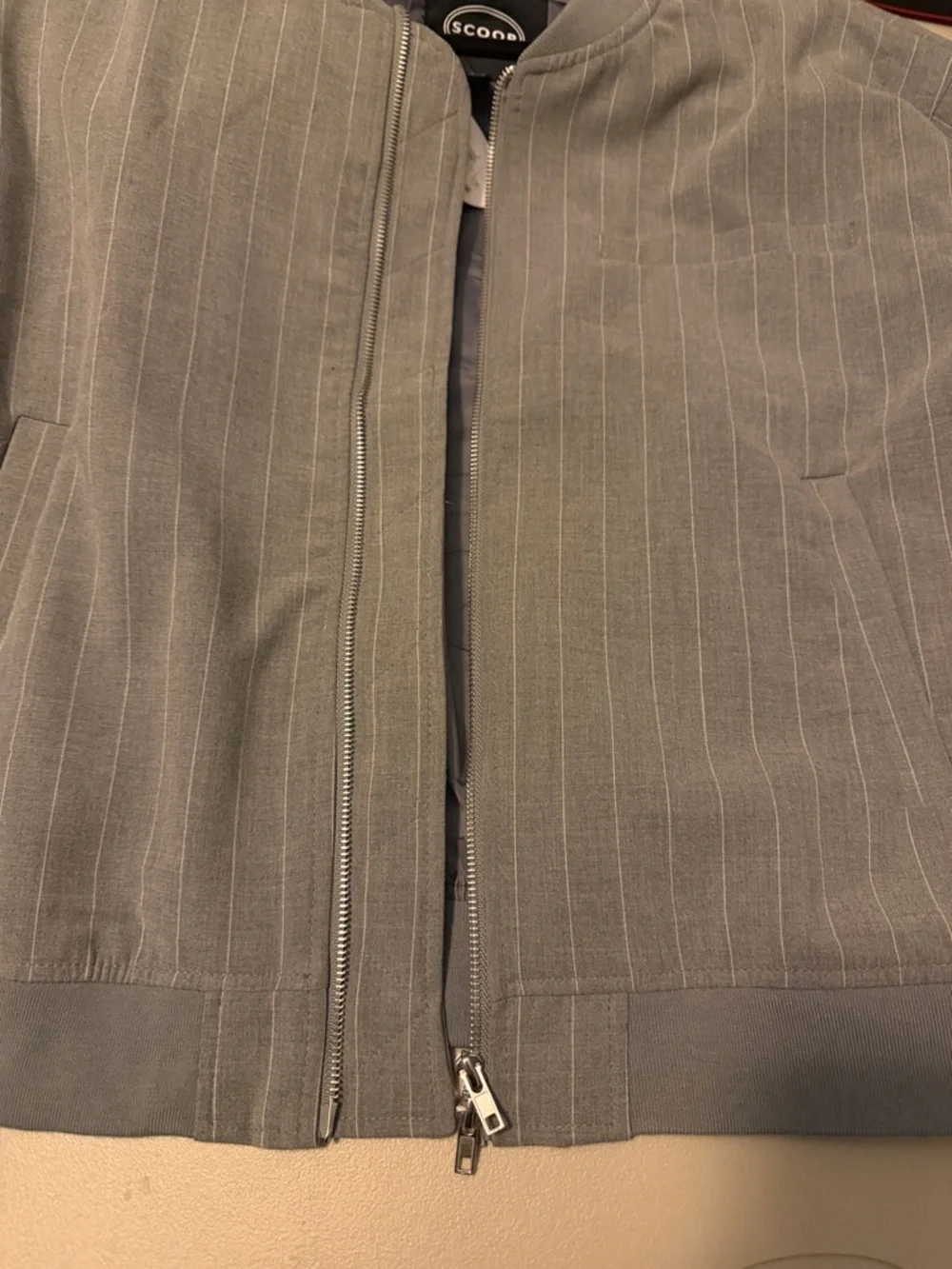 Grey Pinstripe Bomber Jacket - Unbranded - Picture 4 of 4
